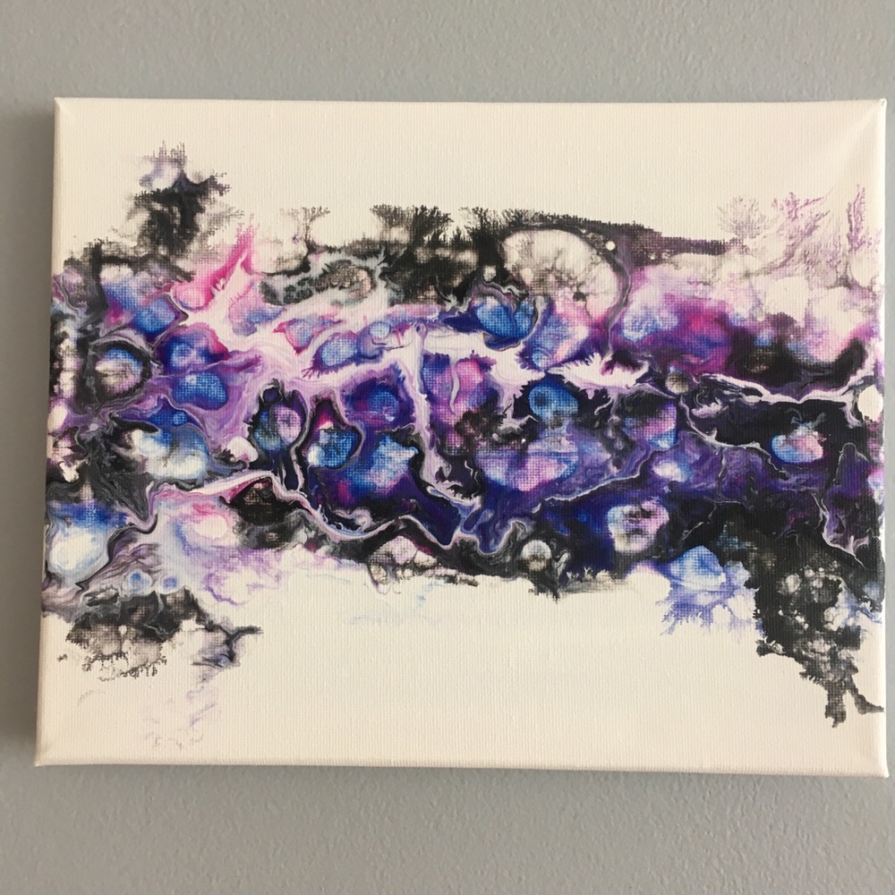 Original acrylic fluid art painting on a stretched canvas. Size 8”x10”